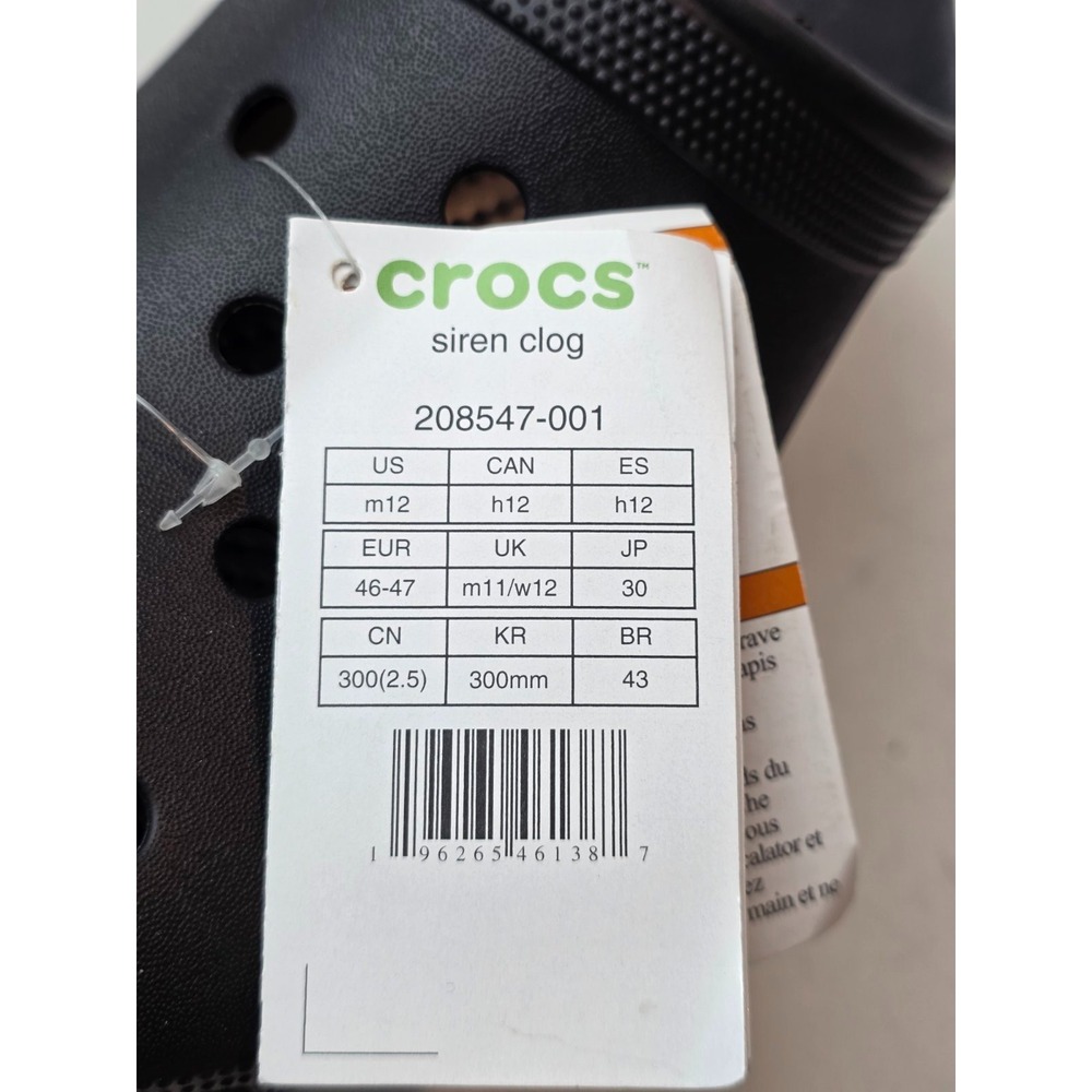 Crocs Siren Clog Men's Size 12 EU 46-47 Black Hyper Heel Platform Slip On Shoes - Picture 12 of 13